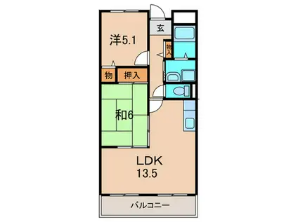 ルミエール北伊丹(2LDK/4階)の間取り写真