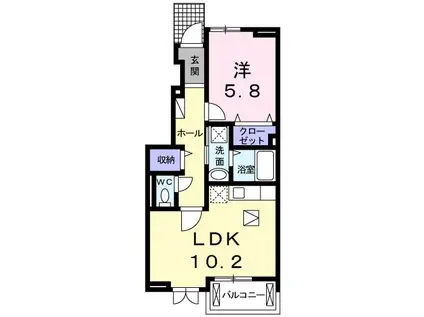フェリースI(1LDK/1階)の間取り写真