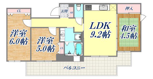 ドルフ兵庫アクツィオ(3LDK/3階)の間取り写真
