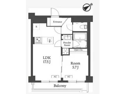 BELLEVIAGE AKEBONOBASHI(1LDK/5階)の間取り写真