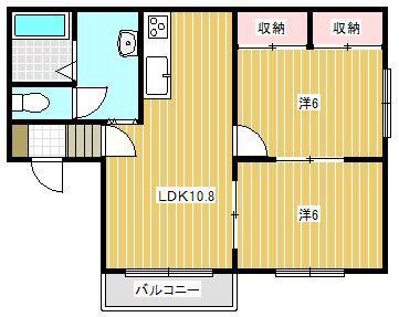 ロゼット暁(2LDK/2階)の間取り写真