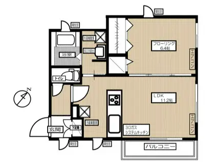 Nハウス(1LDK/2階)の間取り写真