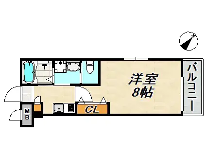 ワコーレヴィータ須磨飛松町(1K/3階)の間取り写真