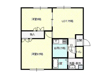 ボナール愛雅(2LDK/1階)の間取り写真