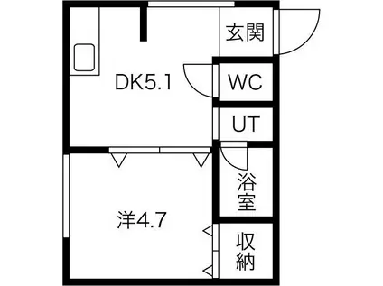 ブリスコート(1DK/3階)の間取り写真