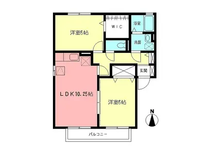 ヴェルドミールI(2LDK/1階)の間取り写真