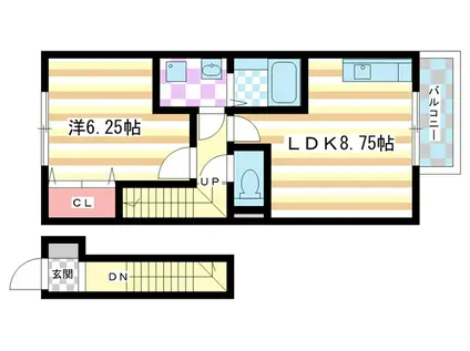 メゾンヴェールイースト(1LDK/2階)の間取り写真