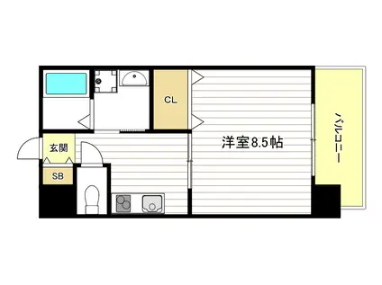 CITY SPIRE美章園(1K/7階)の間取り写真