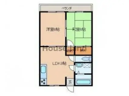 クラウンハイツ有家(2LDK/1階)の間取り写真