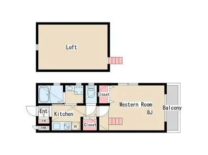 H.Cフラッツ月見山I(1K/3階)の間取り写真