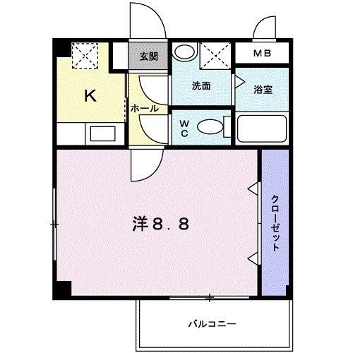 BRIGHTせいすい(1K/2階)の間取り写真