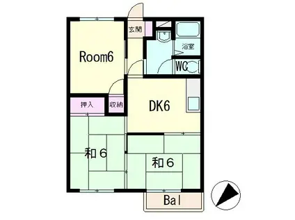 ヴィラドレステA(3DK/2階)の間取り写真