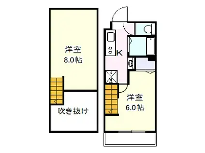 シャトレ松庵(2K/2階)の間取り写真