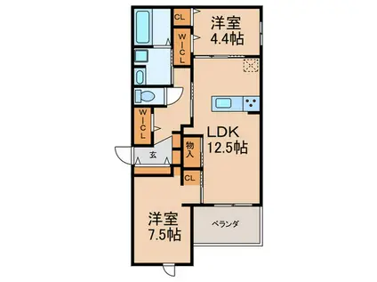 ARMOJOUR B棟(2LDK/3階)の間取り写真