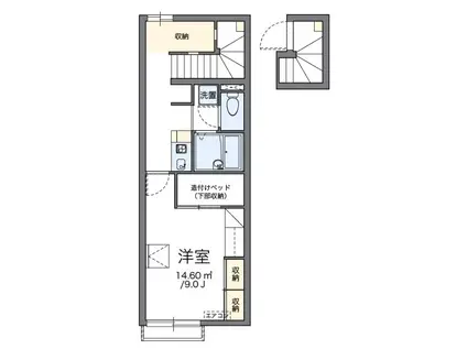 プラシード竹丘II(1K/2階)の間取り写真