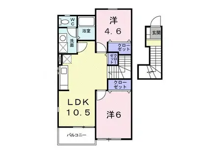 ウエストハイツ藤(2LDK/2階)の間取り写真
