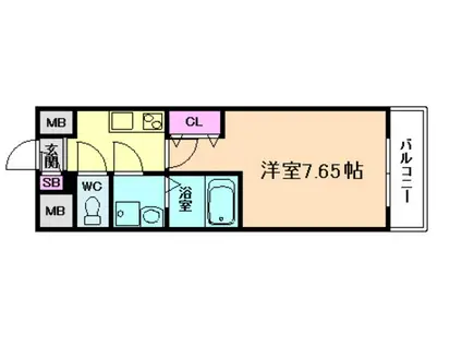 ES-GRANDE大阪福島(1K/3階)の間取り写真