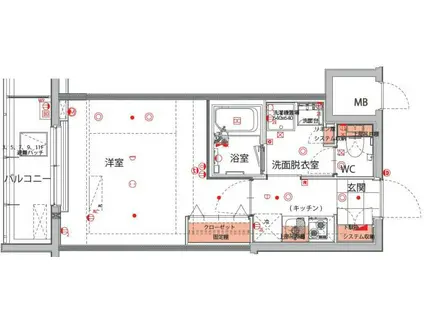 ハーモニーレジデンス菊川ステーションフロント(1K/4階)の間取り写真