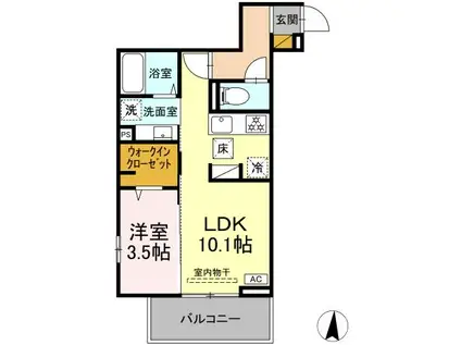 メゾングレイス(1LDK/1階)の間取り写真