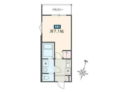 MELDIA入間市 III(1K/1階)の間取り写真