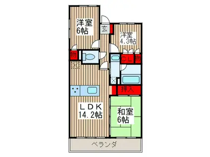 グラン・ドムール浦和栄和(3LDK/2階)の間取り写真