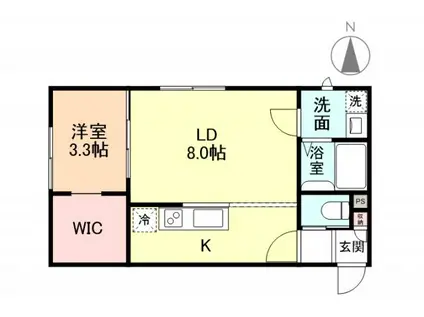 グランスイート森 B棟(1LDK/1階)の間取り写真