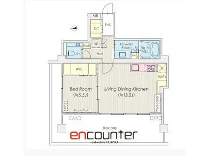 シャトレ信濃町(1LDK/8階)の間取り写真