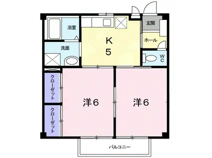 ラフォーレ大陽I(2K/1階)の間取り写真