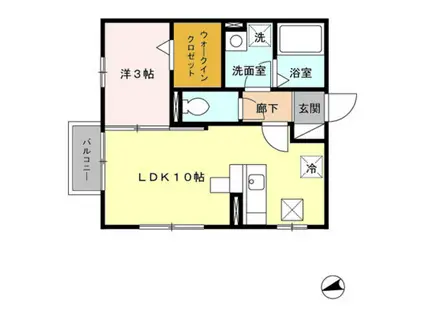 リベールC棟(1LDK/1階)の間取り写真
