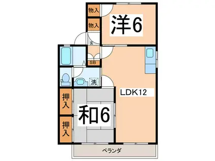 メゾンエスポワールC(2LDK/2階)の間取り写真