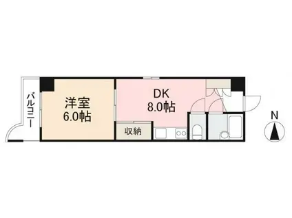 ヴィラタマチ(1DK/3階)の間取り写真