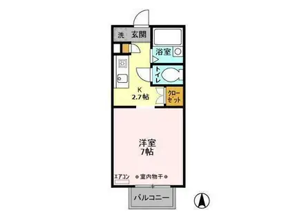 パセオおゆみ野(1K/1階)の間取り写真