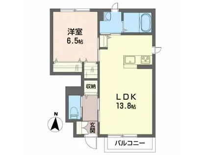 ルミエール A(1LDK/1階)の間取り写真