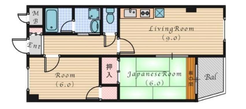 三木シャトーマンション(2LDK/5階)の間取り写真