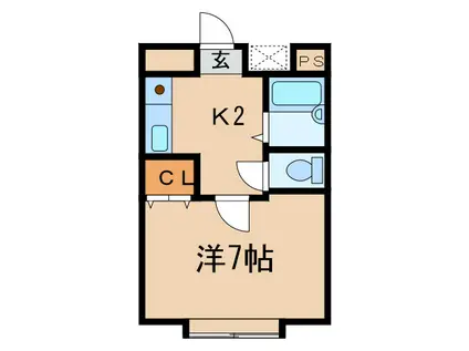 パンシオンヴィラ春日C(1K/3階)の間取り写真