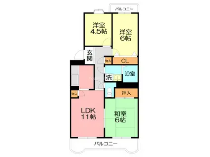 グレースヒル足柄(3LDK/3階)の間取り写真