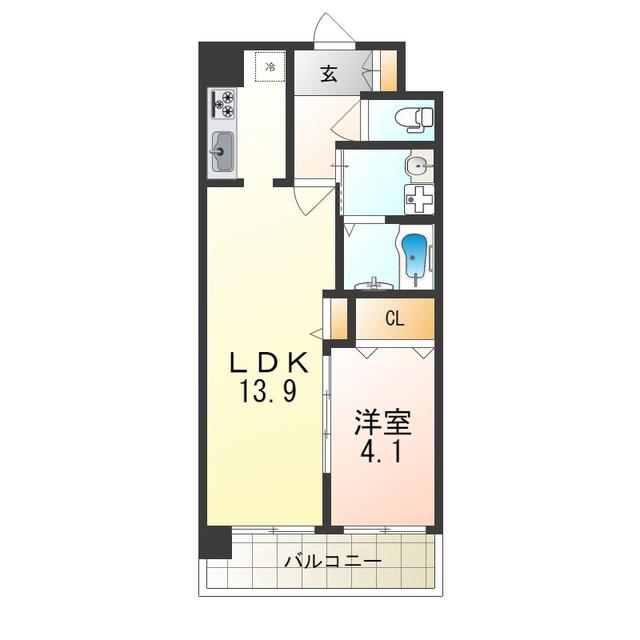 インフィルドIII(1LDK/6階)の間取り写真