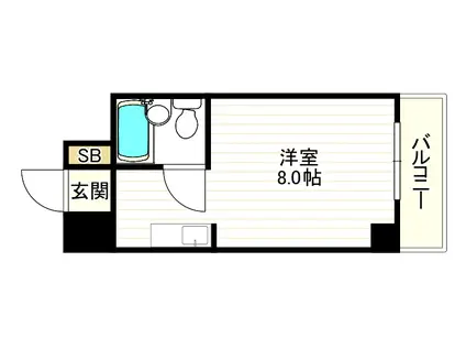 フラット平野南(ワンルーム/6階)の間取り写真