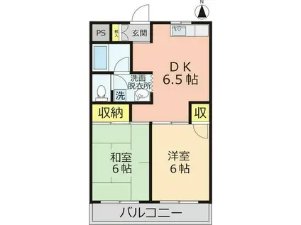 サンフラワーハイツ(2DK/3階)の間取り写真
