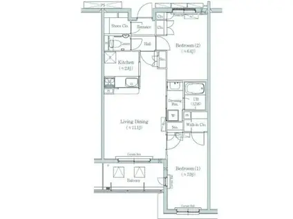ヒューリックコート元代々木(2LDK/1階)の間取り写真