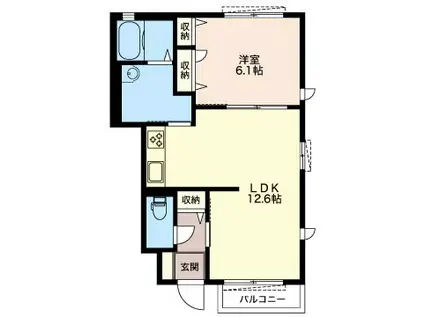 コーラルテラス(1LDK/1階)の間取り写真