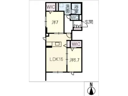 リラ グリシーヌ(2LDK/1階)の間取り写真