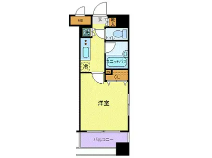 セルカディア港区芝浦(1K/8階)の間取り写真