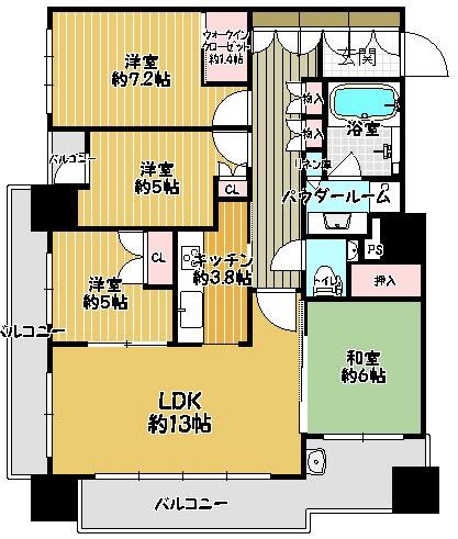 シティハウス六本松ツインタワーズ(4LDK/11階)の間取り写真