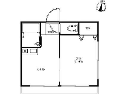 コーポ楓(1K/2階)の間取り写真