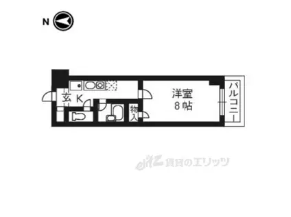 らくさいめぞん2(1K/6階)の間取り写真