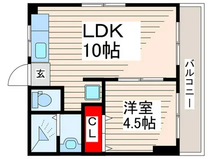 第二田中マンション(1LDK/3階)の間取り写真
