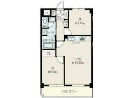 ハイツ森ノ宮(2LDK/2階)の間取り写真