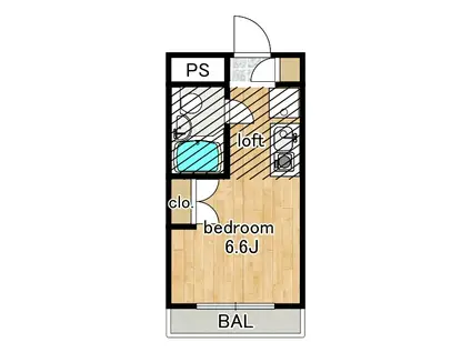 アドバンス ドミトリー(ワンルーム/2階)の間取り写真