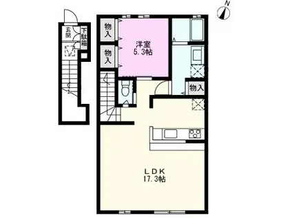 クレアシオン(1LDK/2階)の間取り写真